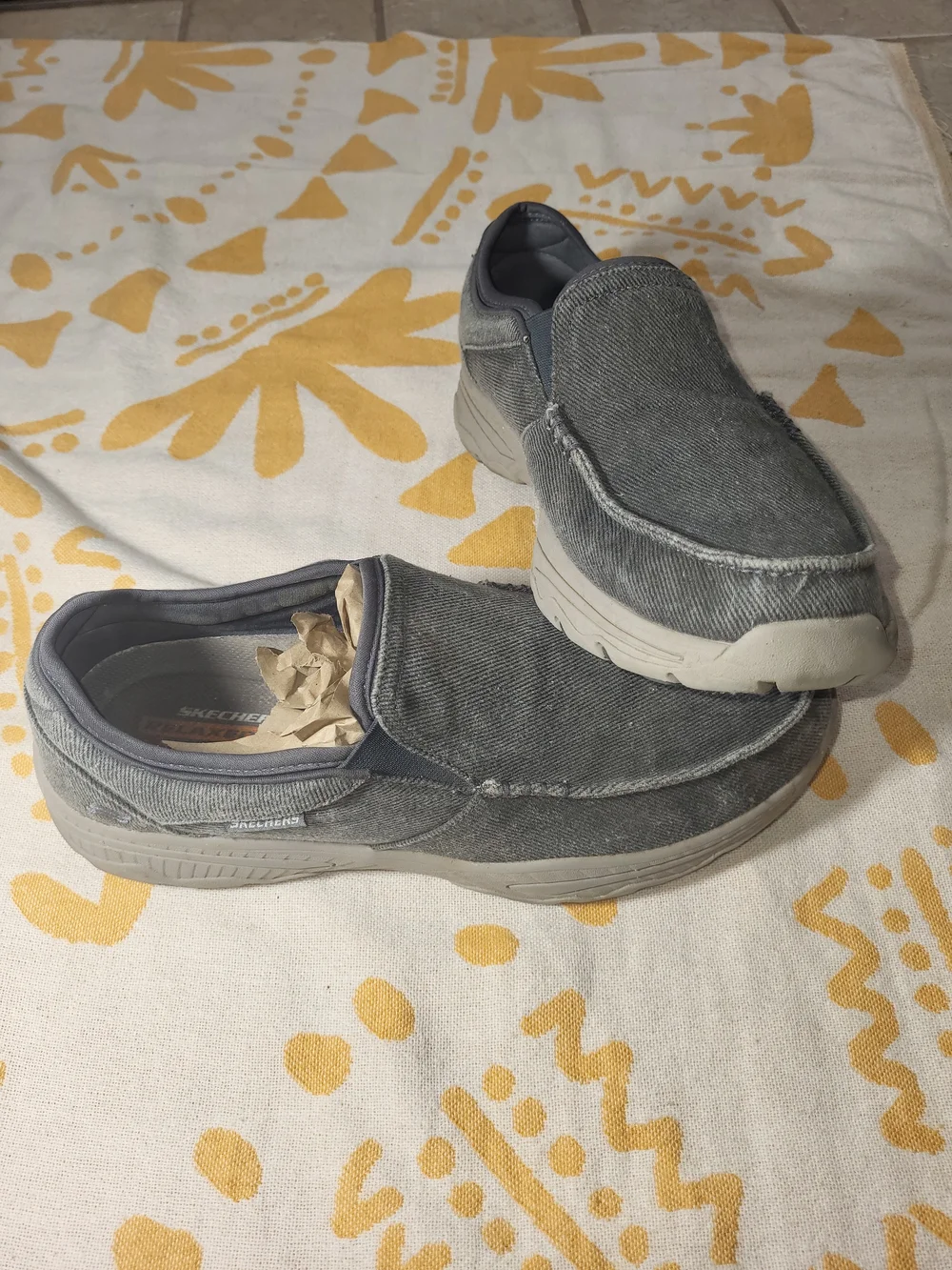 Skechers Men's Slip-On Canvas Boat Shoes in Gray